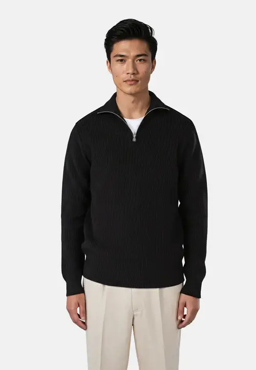 Ciszere Reuben Knitted Half Zip Knit Black