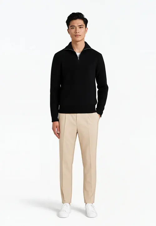 Ciszere Reuben Knitted Half Zip Knit Black