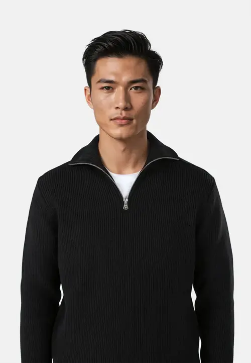 Ciszere Reuben Knitted Half Zip Knit Black