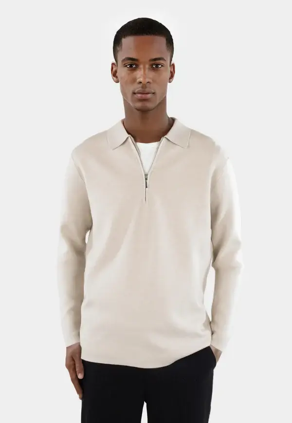 Ciszere Caleb Half ZIp Knit Beige