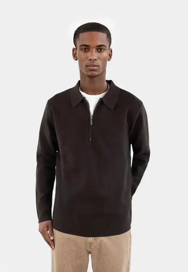 Ciszere Caleb Half ZIp Knit Java Brown