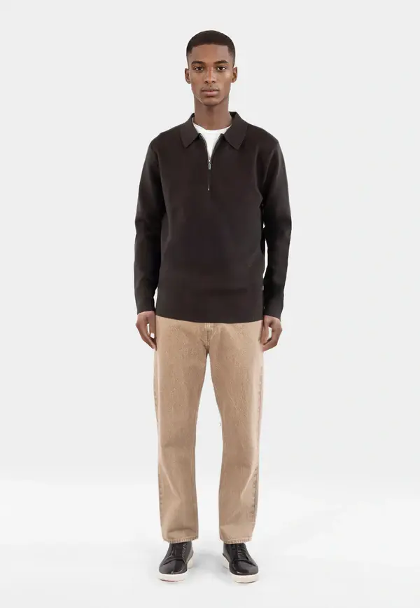 Ciszere Caleb Half ZIp Knit Java Brown