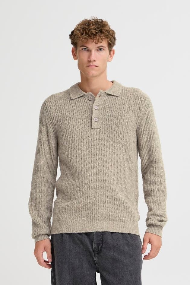 Casual Friday 20506028 Gahn 1 x 1 Rib Polo Knit 171500 Steel Grey