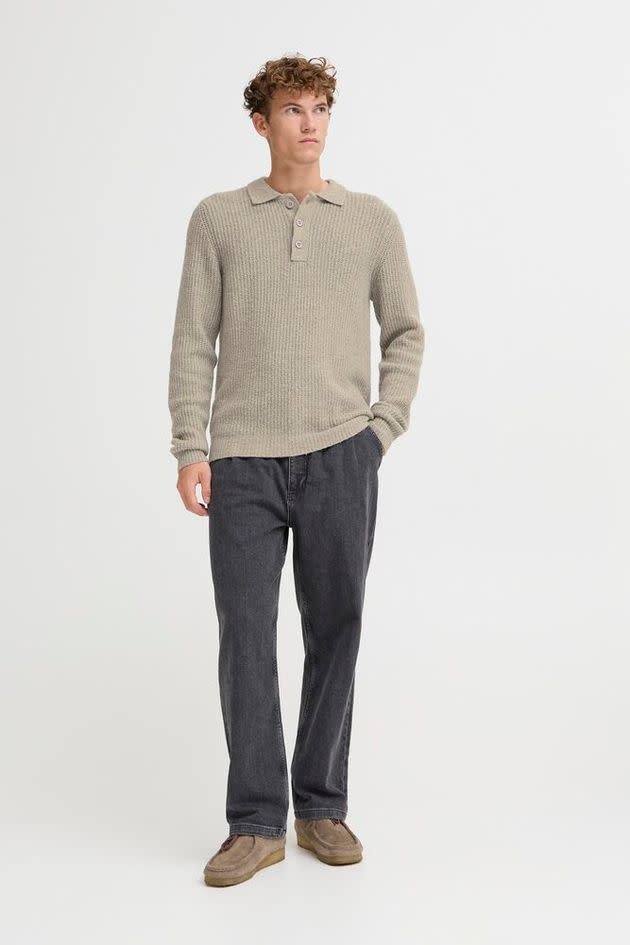 Casual Friday 20506028 Gahn 1 x 1 Rib Polo Knit 171500 Steel Grey