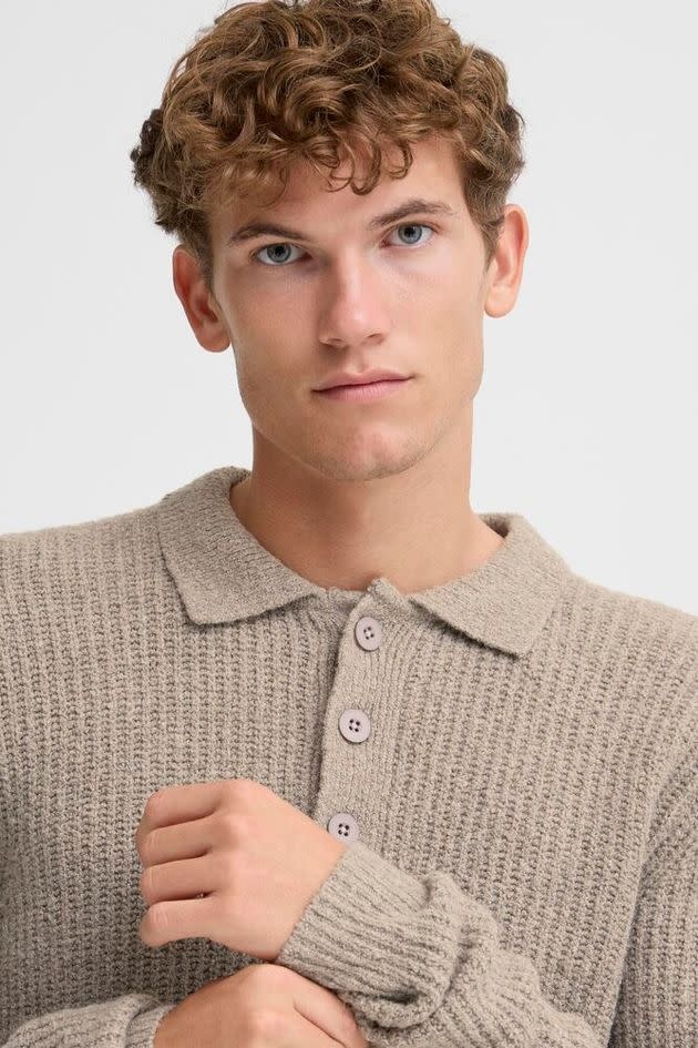 Casual Friday 20506028 Gahn 1 x 1 Rib Polo Knit 171500 Steel Grey