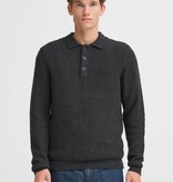 Casual Friday 20506028 Gahn 1 x 1 Rib Polo Knit 1806011 Charcoal Grey Melange