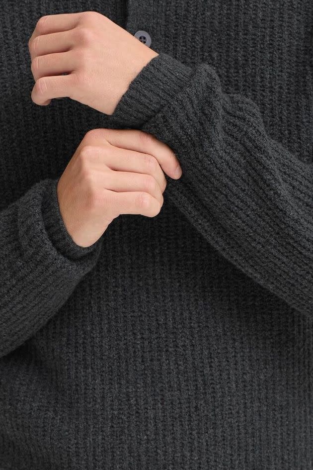 Casual Friday 20506028 Gahn 1 x 1 Rib Polo Knit 1806011 Charcoal Grey Melange