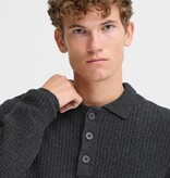 Casual Friday 20506028 Gahn 1 x 1 Rib Polo Knit 1806011 Charcoal Grey Melange