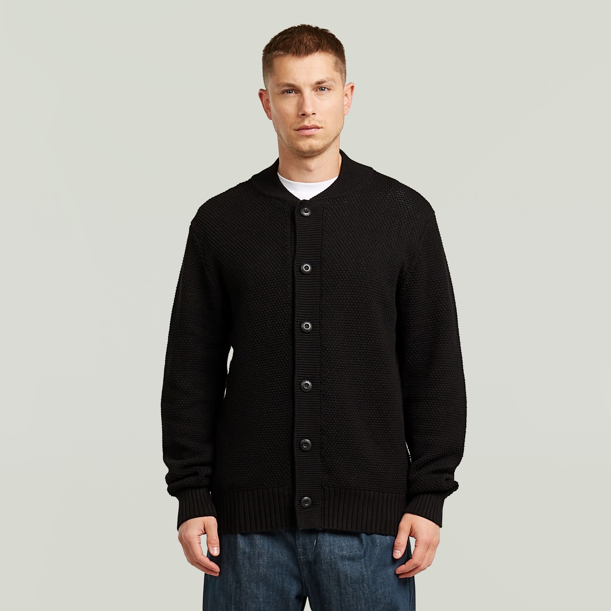 G-Star Honeycomb Structure Cardigan Knit Dark Black