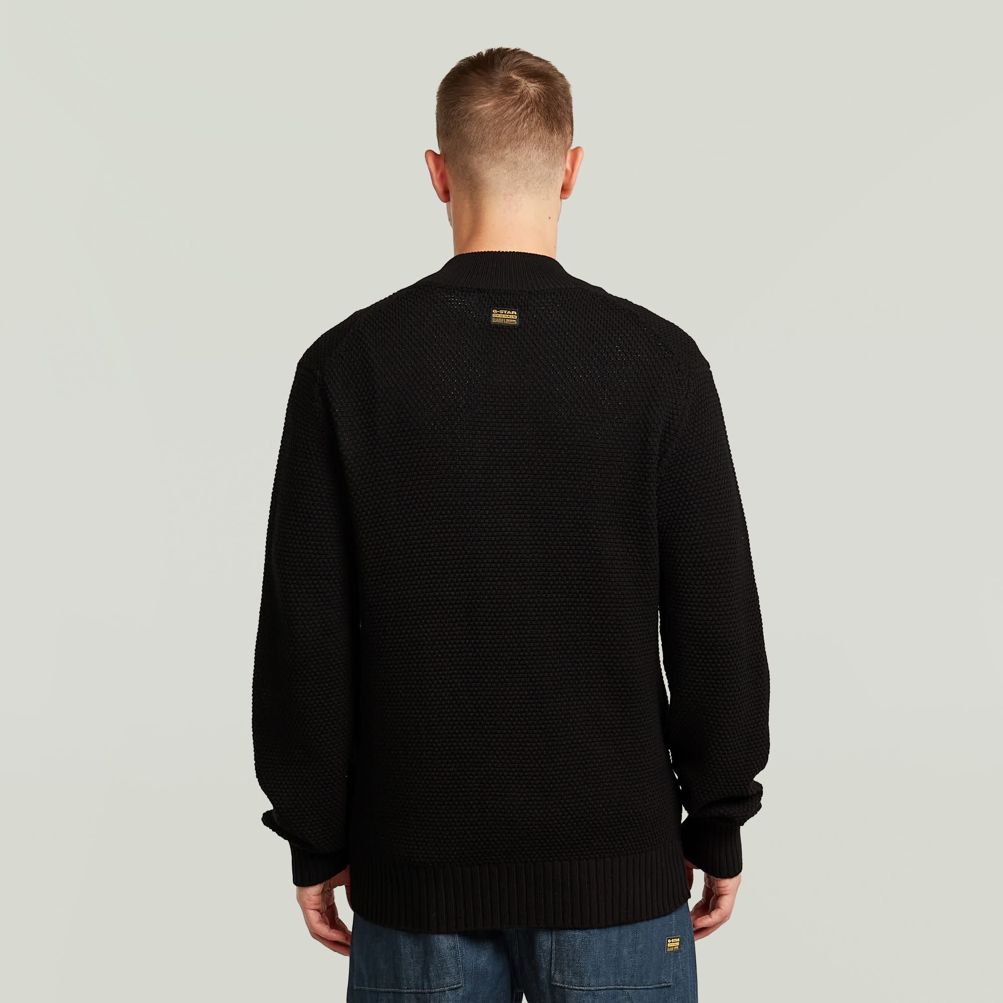 G-Star Honeycomb Structure Cardigan Knit Dark Black