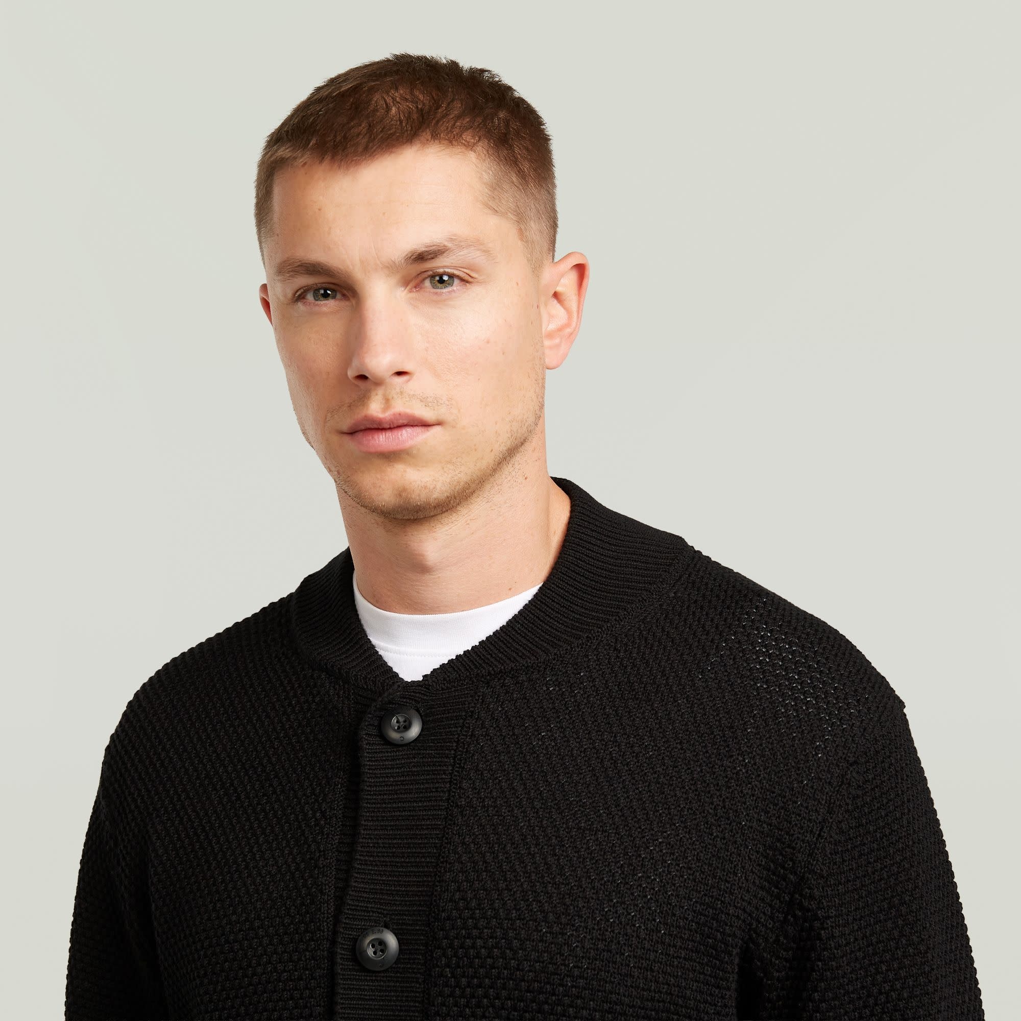G-Star Honeycomb Structure Cardigan Knit Dark Black
