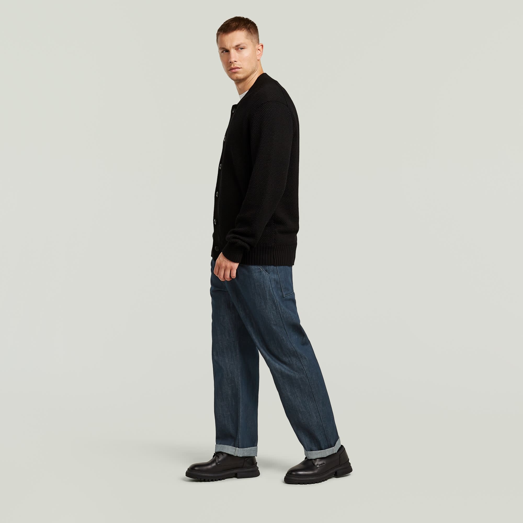 G-Star Honeycomb Structure Cardigan Knit Dark Black