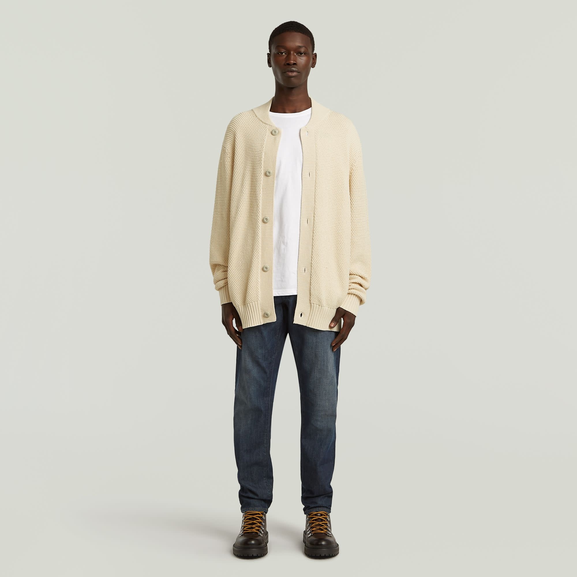 G-Star Honeycomb Structure Cardigan Knit Dark Talc