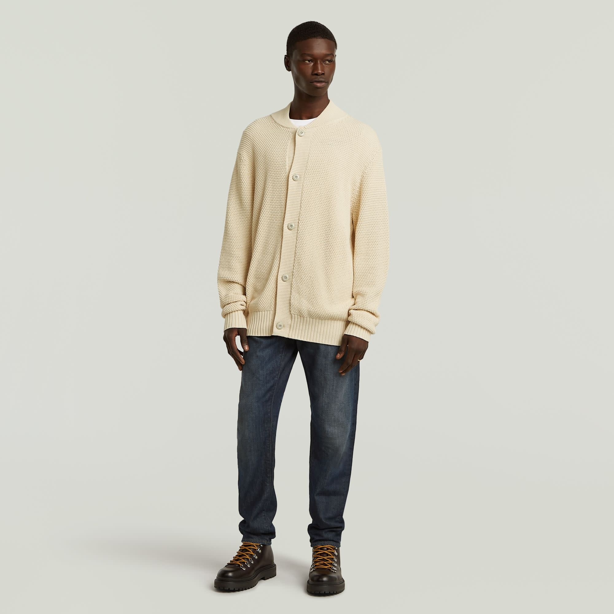 G-Star Honeycomb Structure Cardigan Knit Dark Talc