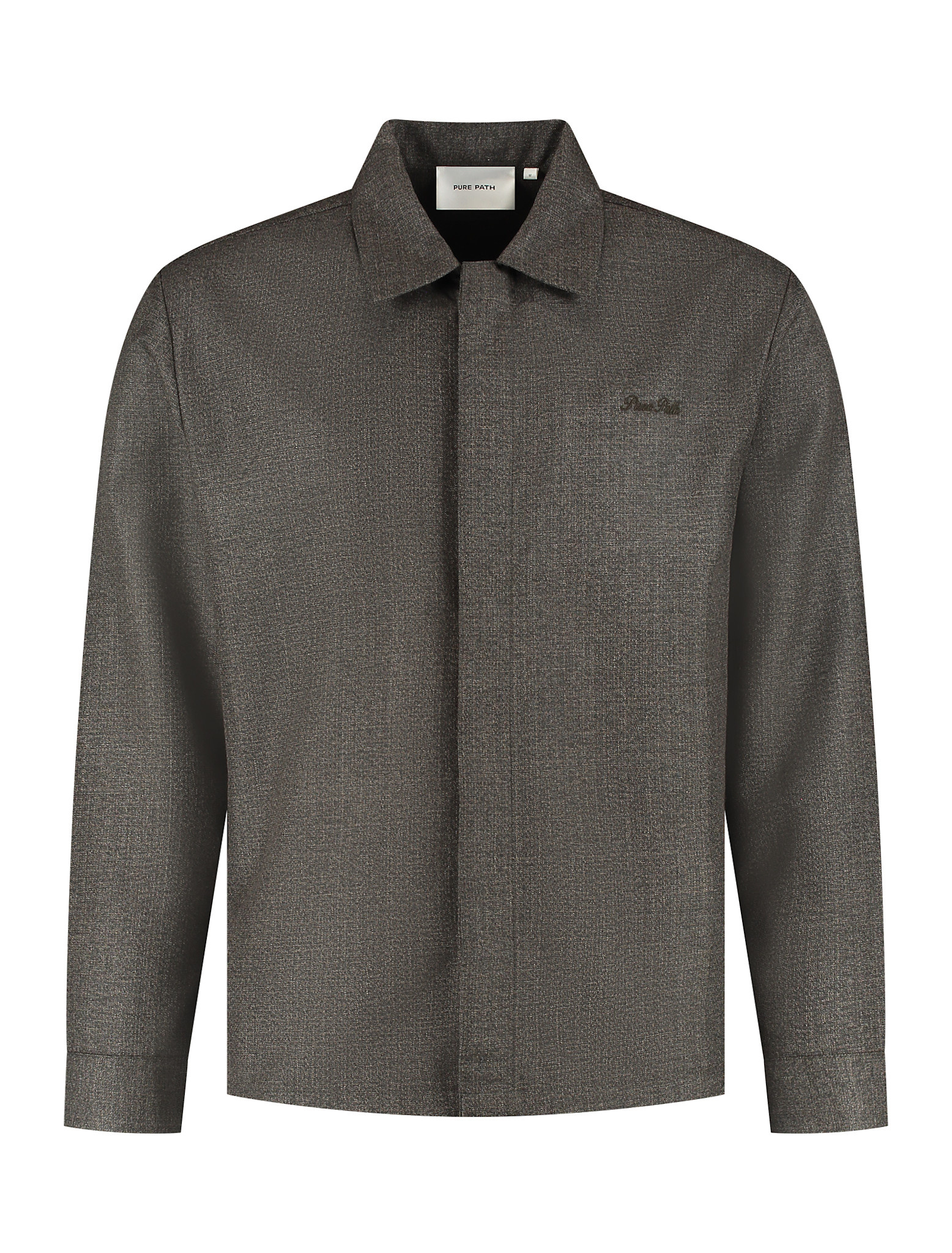 Pure Path 25030203 Oxford Melange Overshirt Dark Brown
