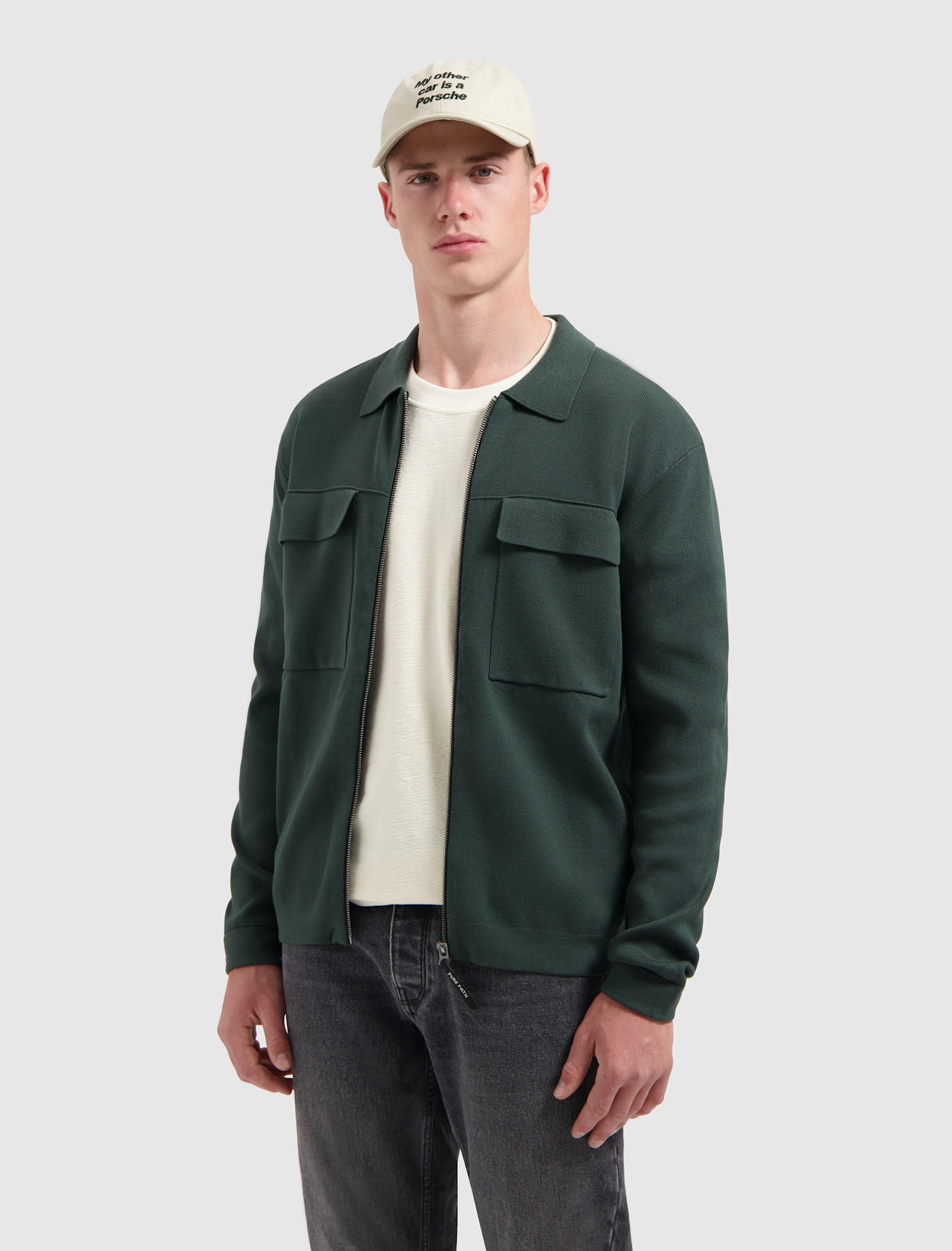 Pure Path 25030817 Heavy Zip Knit Dark Green