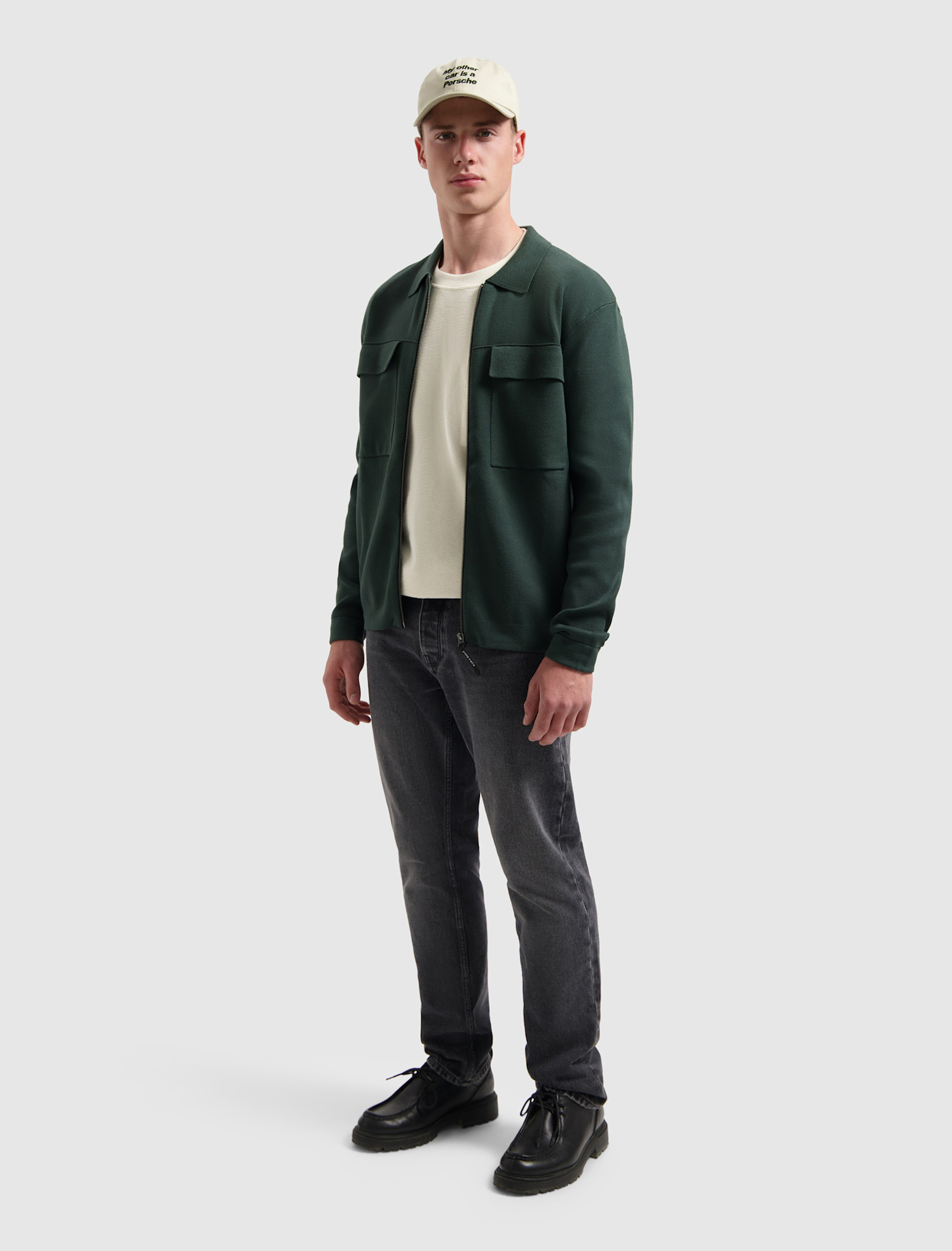Pure Path 25030817 Heavy Zip Knit Dark Green