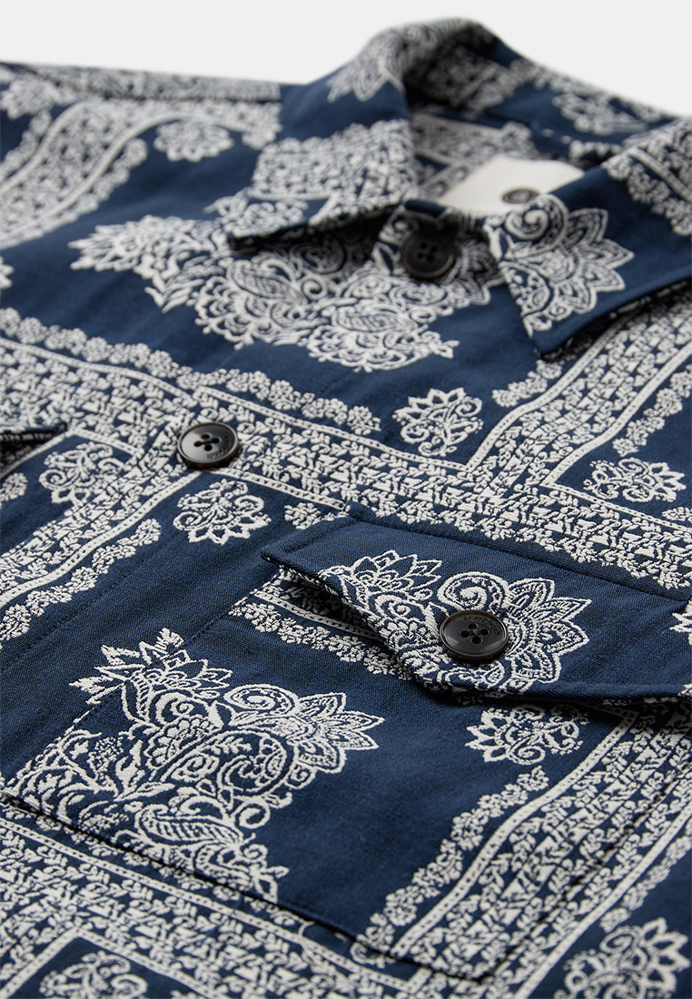 Anerkjendt Oscar Flower Overshirt 902244 Sky Captain