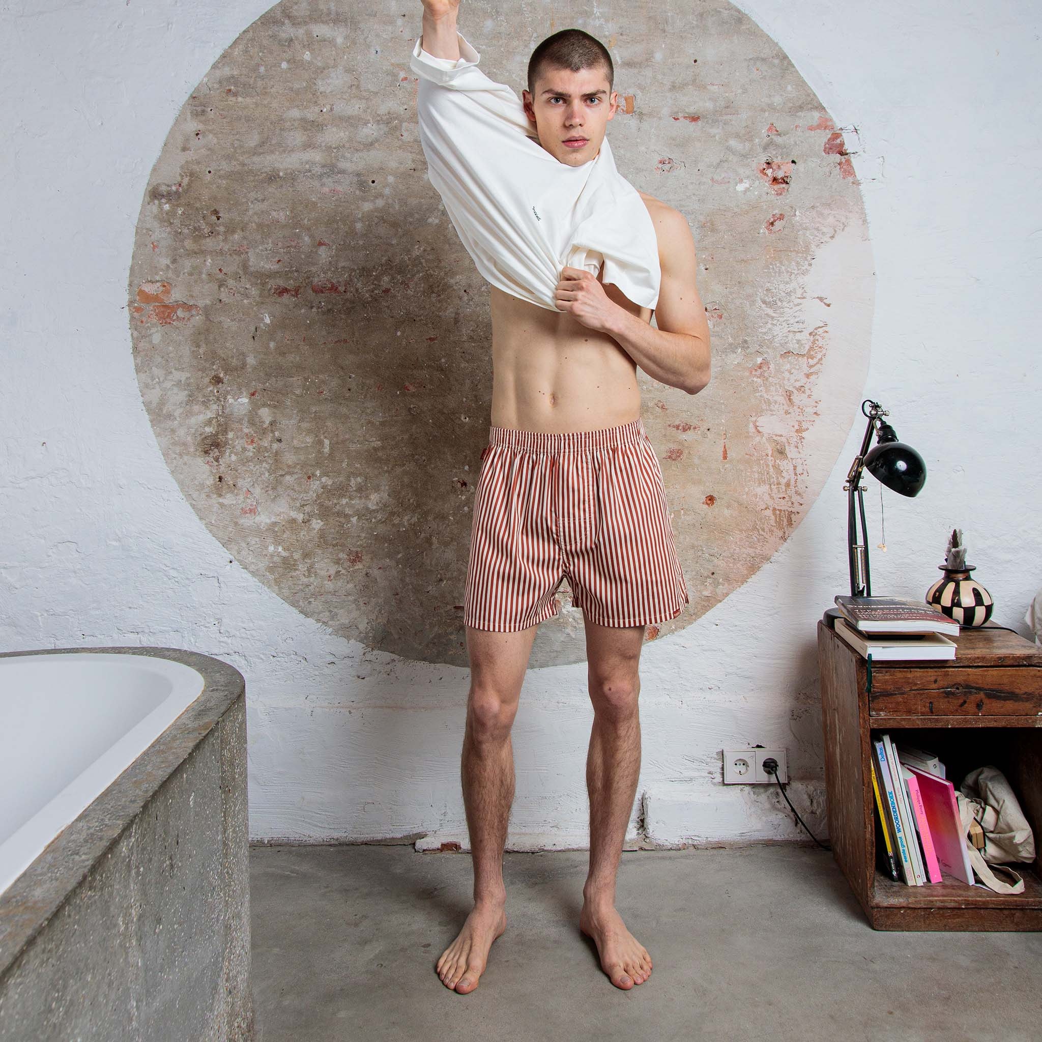 Pockies Striped Boxer Terracotta