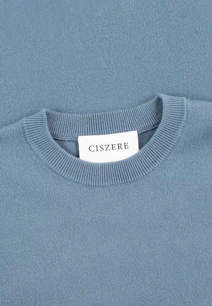 Ciszere Clark Knitted Crew Neck Knit Copen Blue