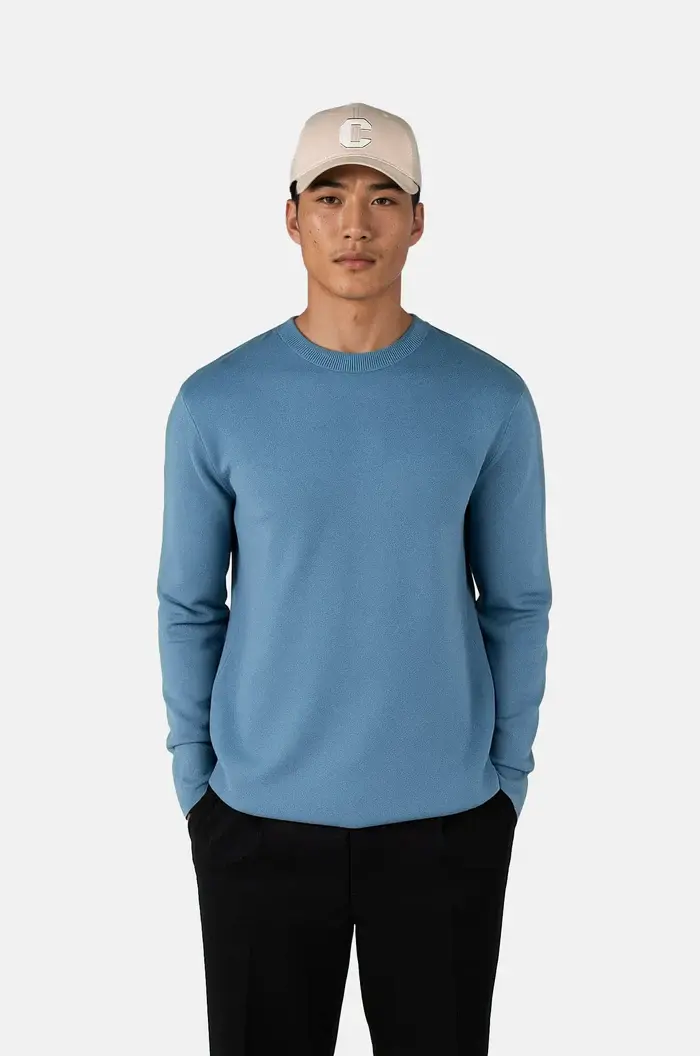 Ciszere Clark Knitted Crew Neck Knit Copen Blue