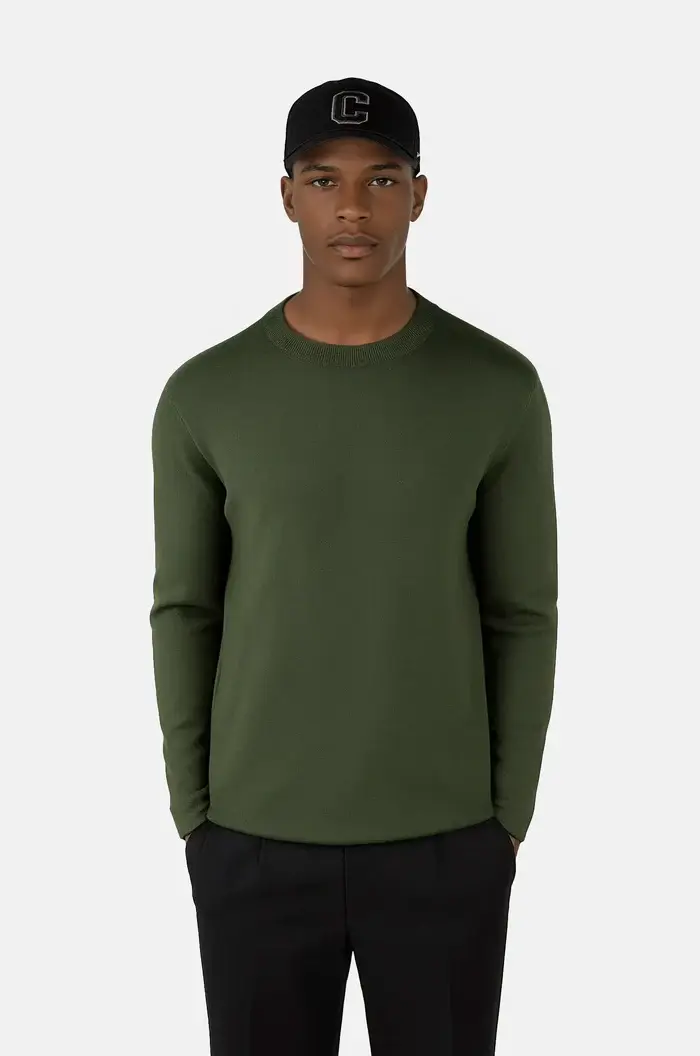 Ciszere Clark Knitted Crew Neck Knit Duffel Green