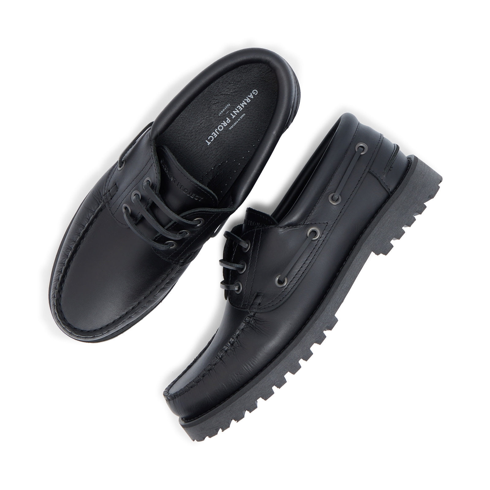 Garment Project  Ollie Boat Shoe Black Leather