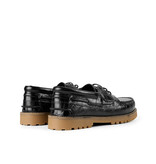 Garment Project Ollie Boat Shoe Black Croco Leather