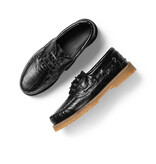 Garment Project Ollie Boat Shoe Black Croco Leather