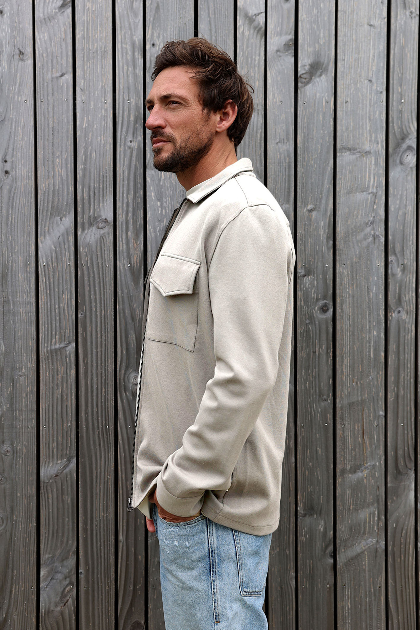 Kultivate Luxury Zip Overshirt Moonbeam