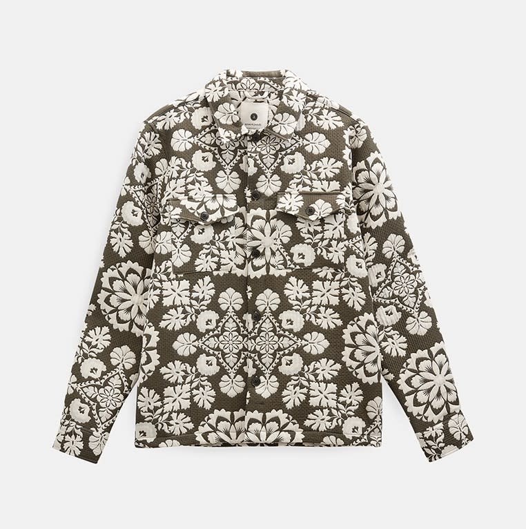 Anerkjendt Oscar Flower Jacquard Overshirt 902420 Forest Night
