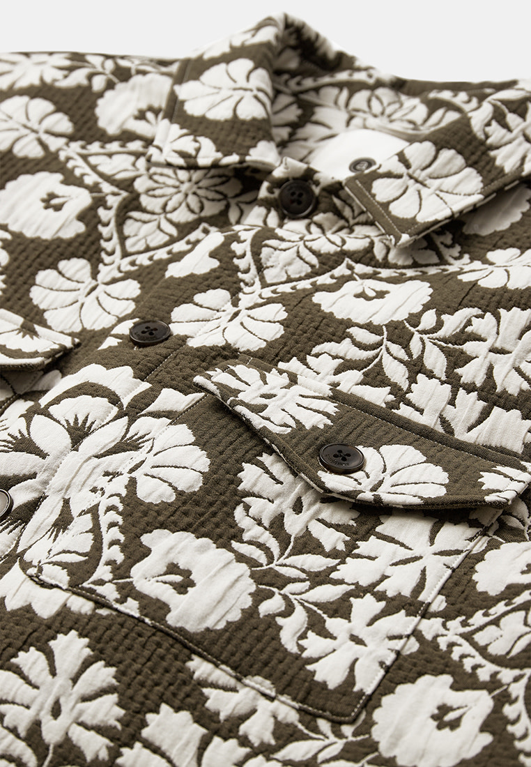 Anerkjendt Oscar Flower Jacquard Overshirt 902420 Forest Night