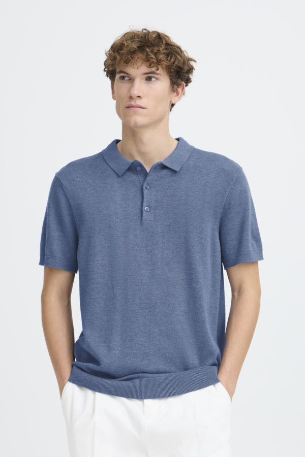 Casual Friday 20506131 Bells S/S Polo Knit 1840281 Bering Sea Melange