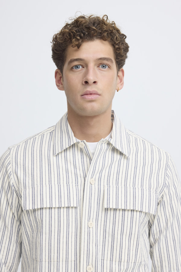 Casual Friday 20506159 Wiberg Stripes L/S Shirt Jet Stream White