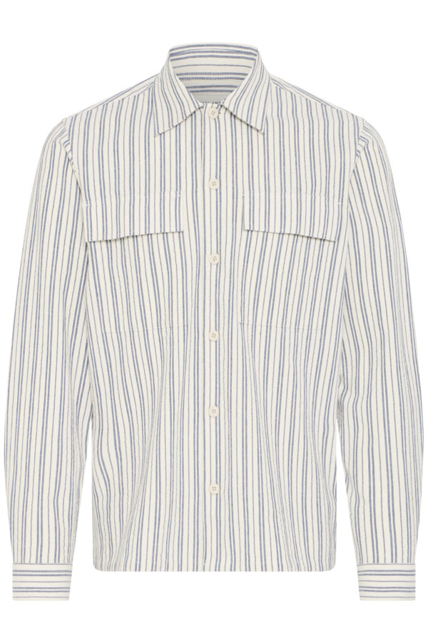 Casual Friday 20506159 Wiberg Stripes L/S Shirt Jet Stream White