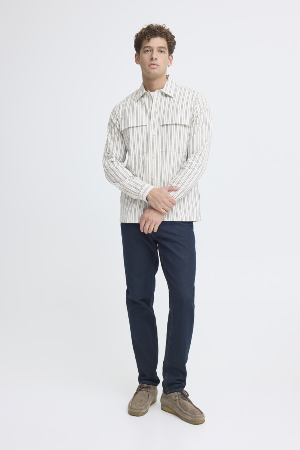 Casual Friday 20506159 Wiberg Stripes L/S Shirt Jet Stream White