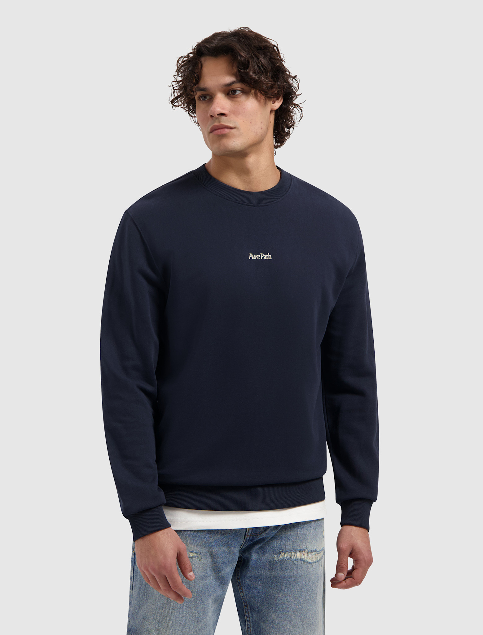 Pure Path 26010309 Trio Of Flowers Crew Neck Sweat Dark Navy