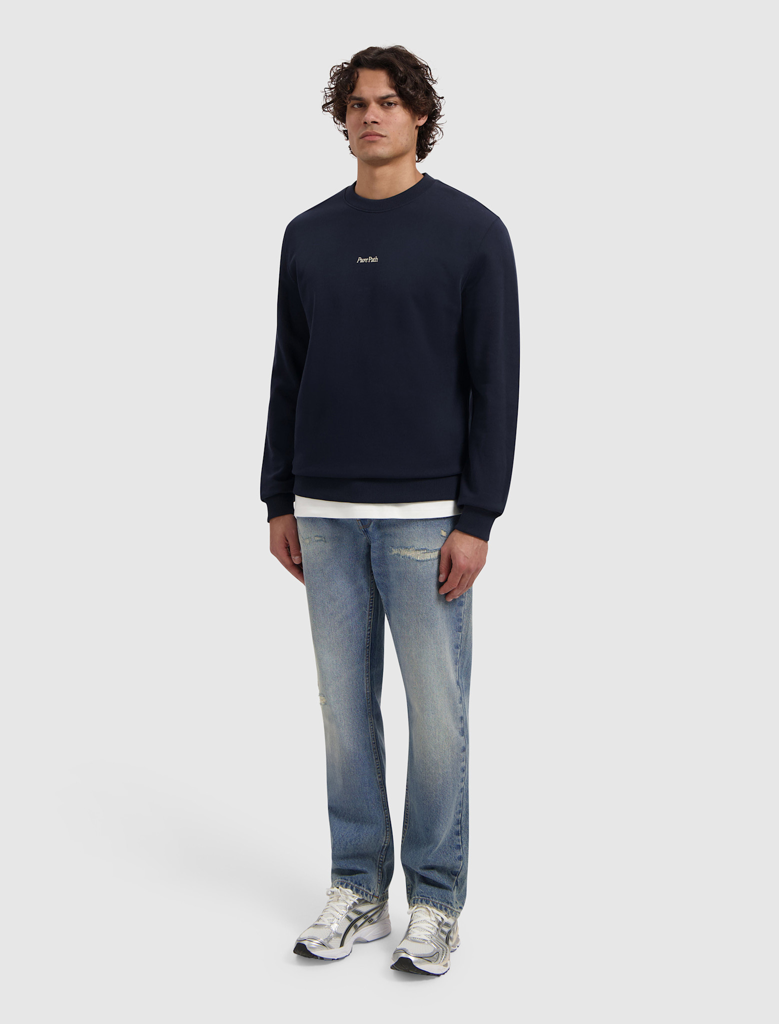 Pure Path 26010309 Trio Of Flowers Crew Neck Sweat Dark Navy