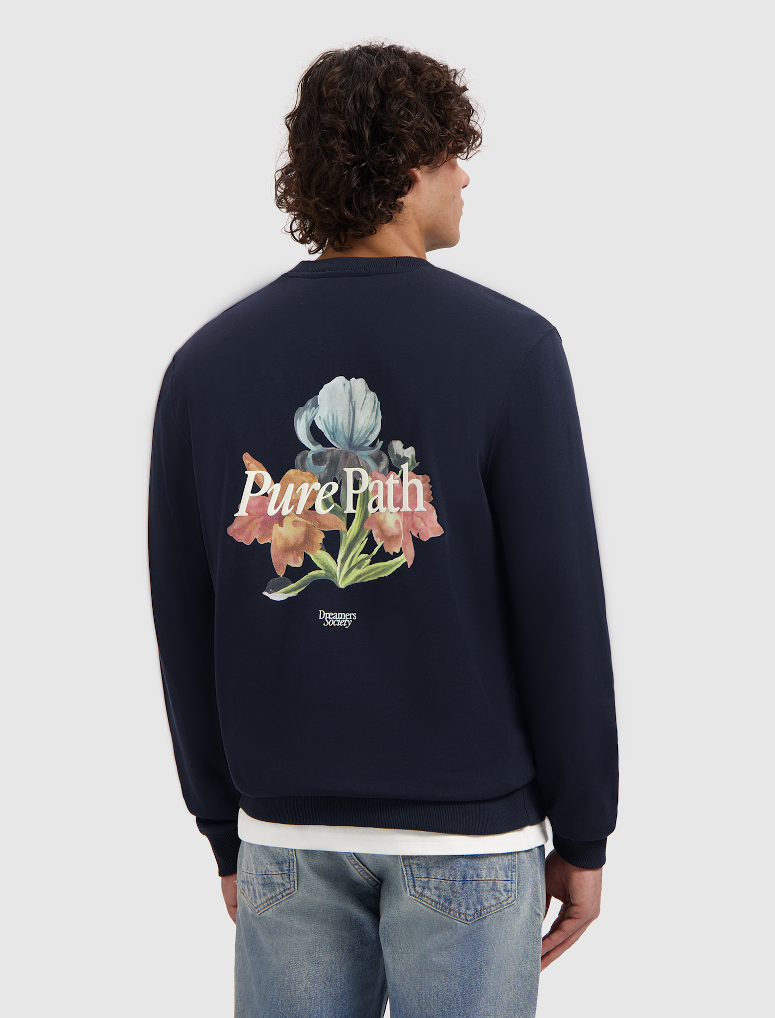 Pure Path 26010309 Trio Of Flowers Crew Neck Sweat Dark Navy