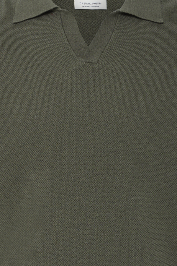 Casual Friday 20505399 Mateo Structured Knit Polo 190312 Beetle Green