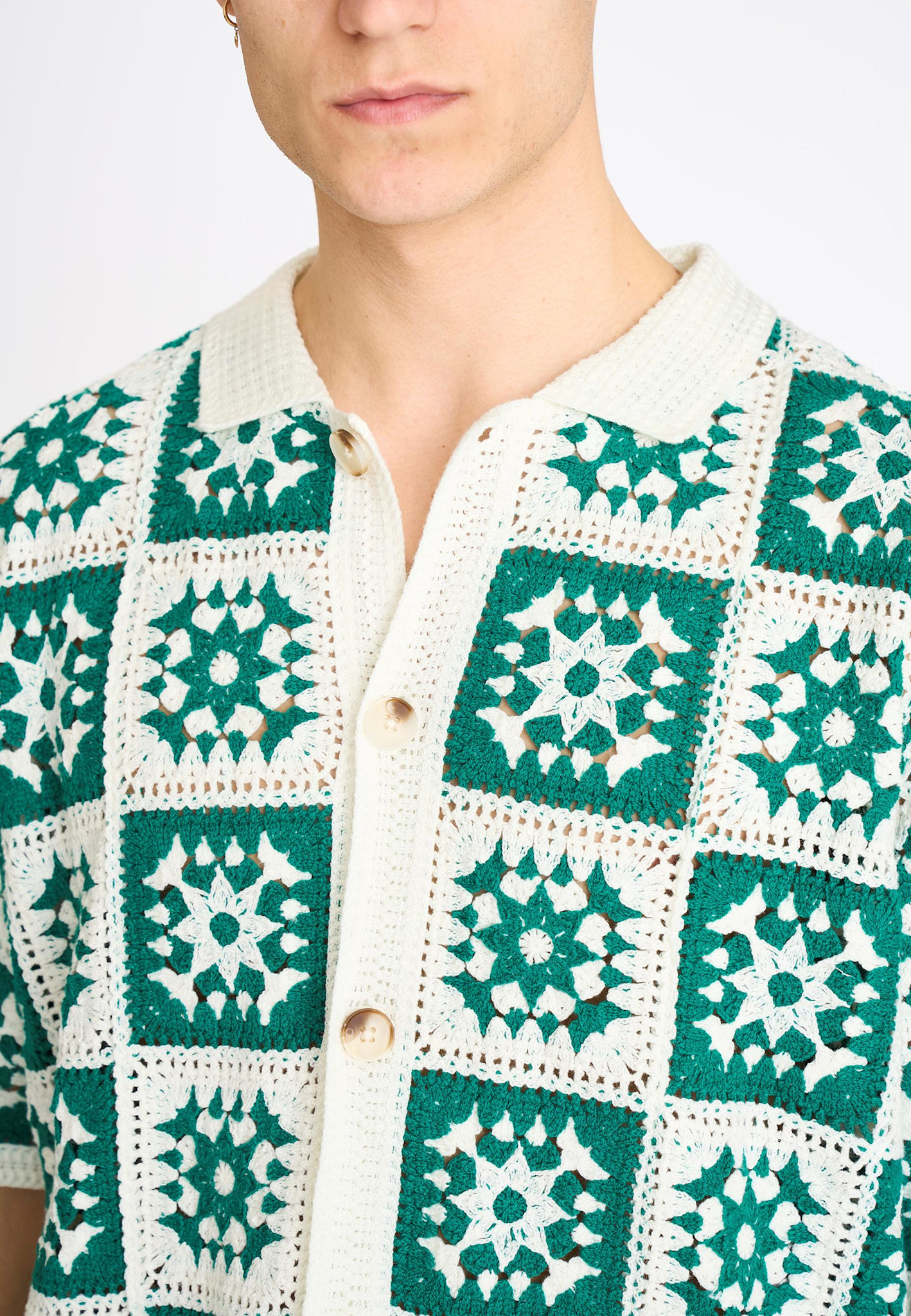 Resterods Leon Chrochet S/S Overshirt 8156-Green