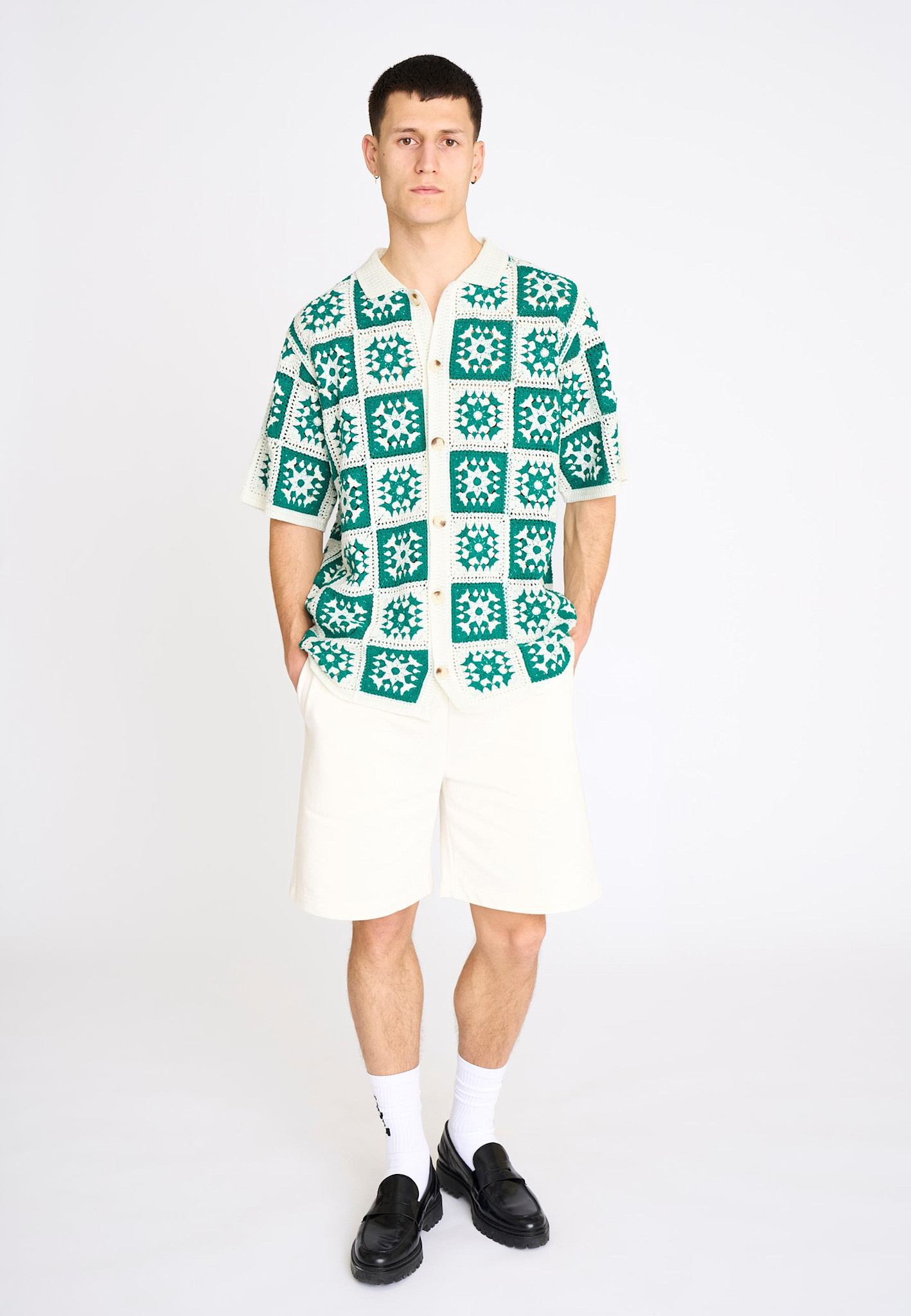 Resterods Leon Chrochet S/S Overshirt 8156-Green