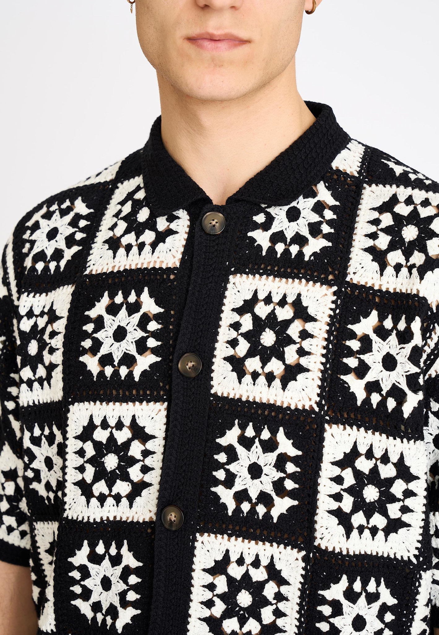 Resterods Leon Chrochet S/S Overshirt 9001-Black