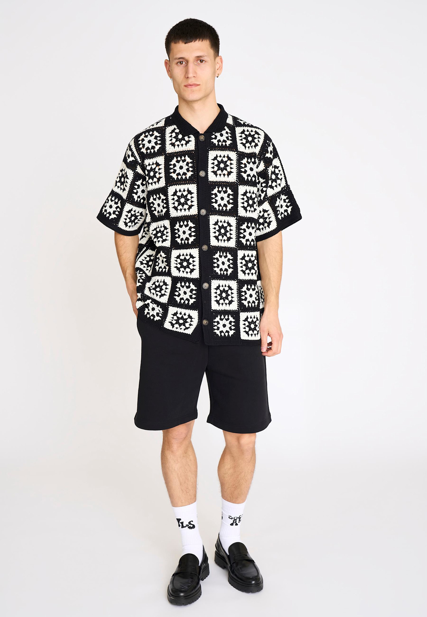 Resterods Leon Chrochet S/S Overshirt 9001-Black