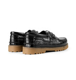 Garment Project Ollie Boat Shoe Black Croco Leather