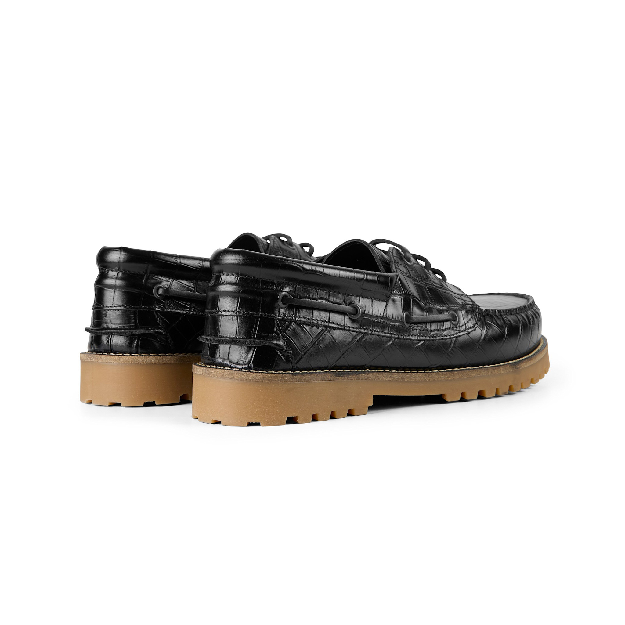 Garment Project Ollie Boat Shoe Black Croco Leather