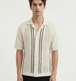 Ciszere Bran Crochet Knitted Shirt White/Beige