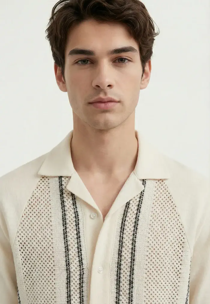 Ciszere Bran Crochet Knitted Shirt White/Beige