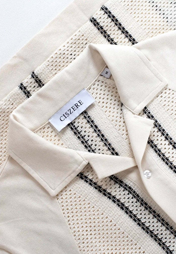 Ciszere Bran Crochet Knitted Shirt White/Beige