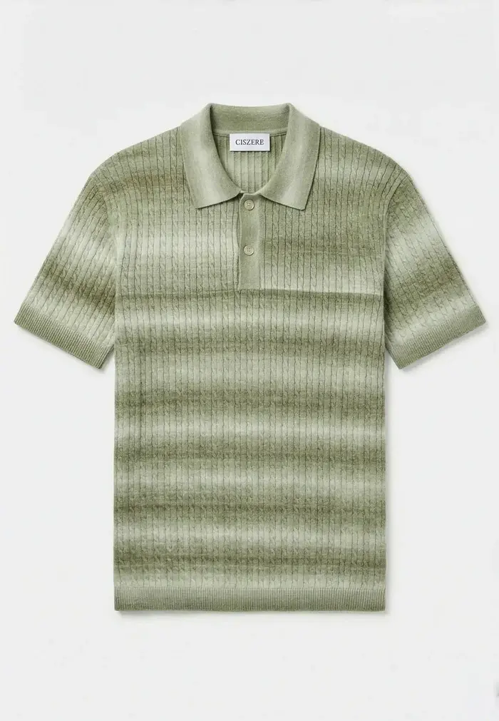 Ciszere Gabe Knitted Polo Striped Green